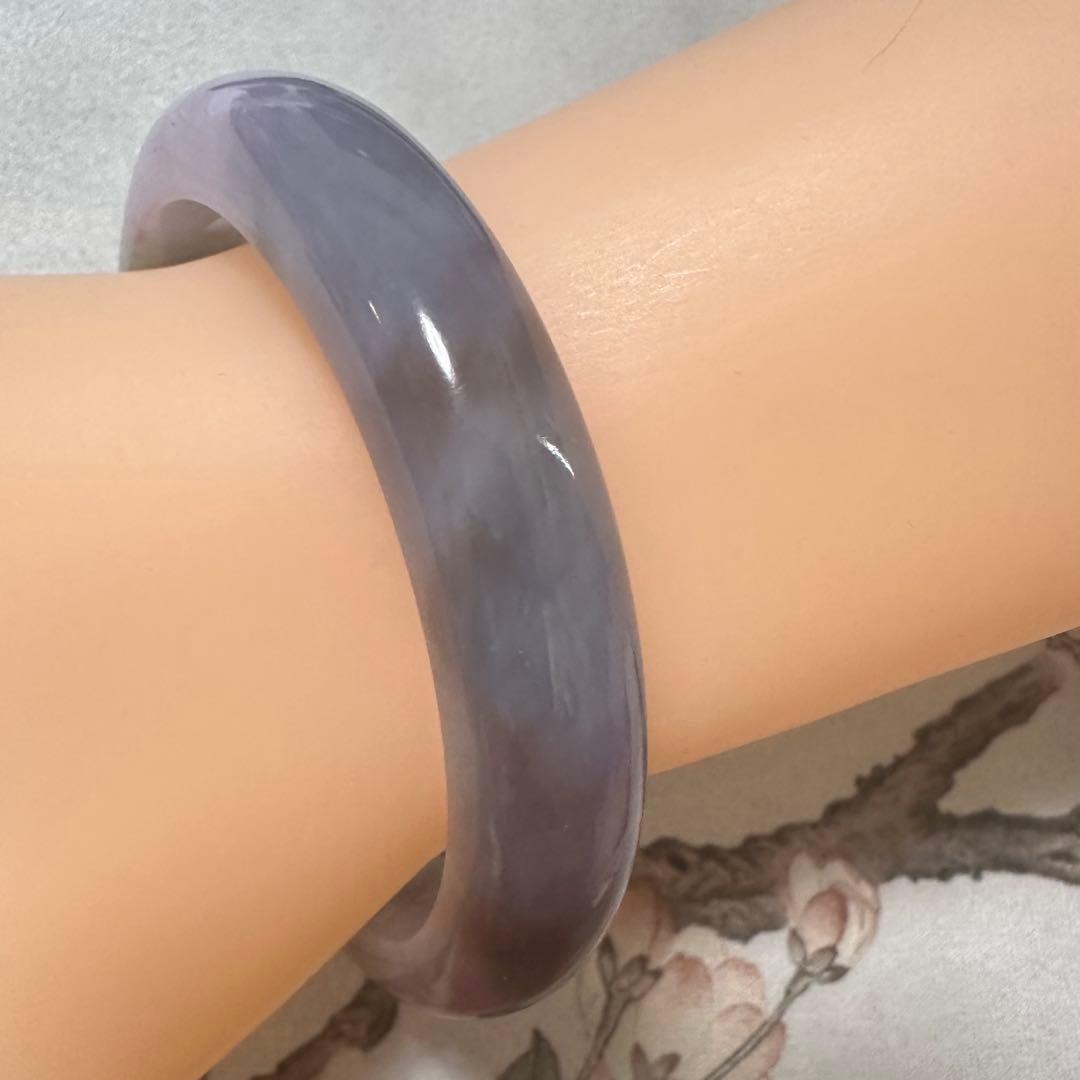 天然ミャンマー産翡翠（A貨）　深ラベンダー×淡グリーン 翡翠バングル