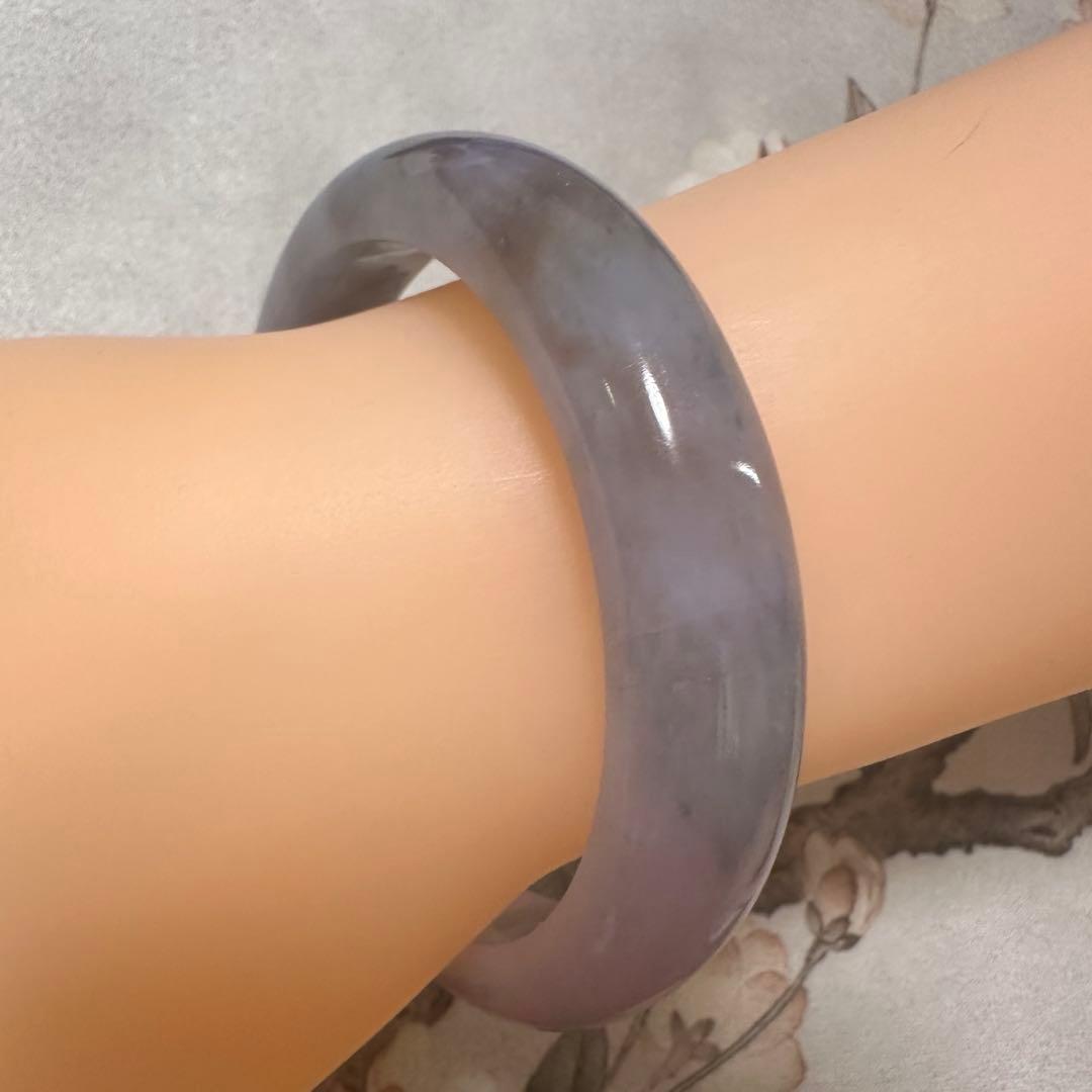 天然ミャンマー産翡翠（A貨）　深ラベンダー×淡グリーン 翡翠バングル