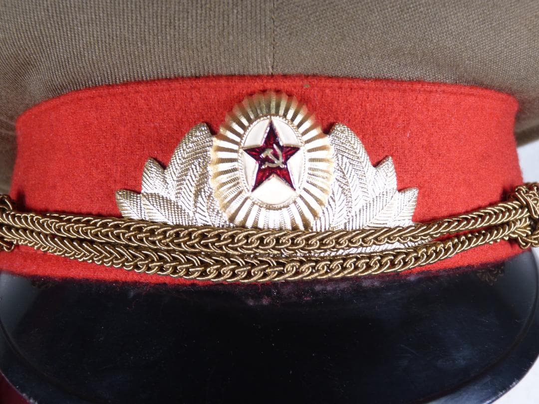 マニア向け　ロシア　旧ソ連軍　軍帽　ミリタリー　カーキ　56cm