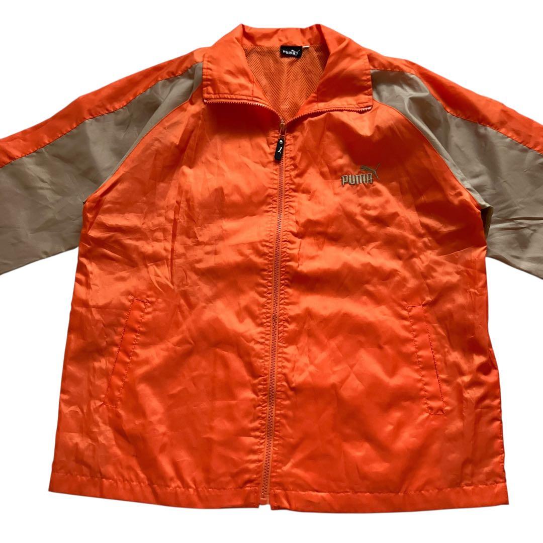 美品90s OLD PUMA オレンジナイロンセットアップ上下 B系HIPHOP
