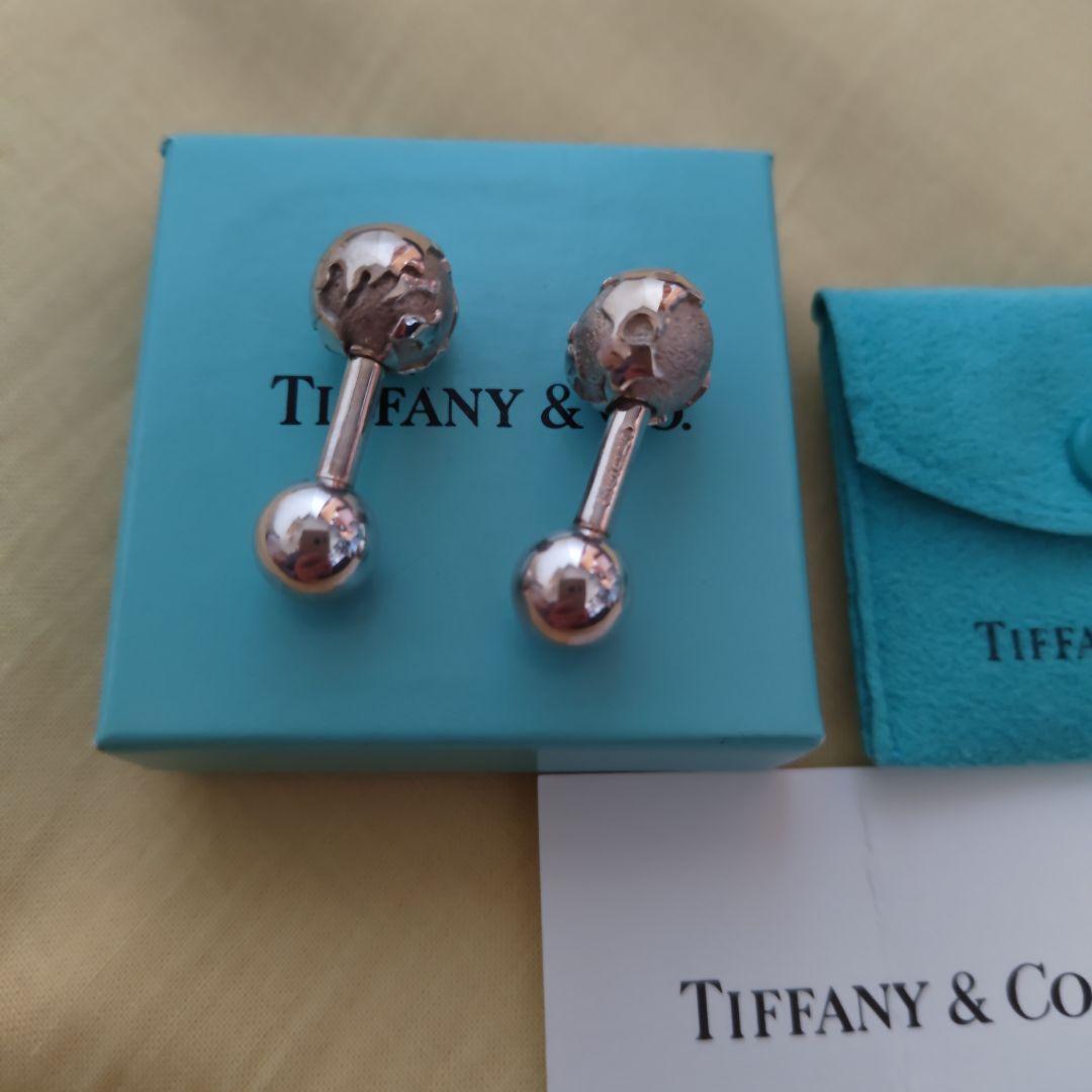 【未使用】ティファニー　グローブ　地球　バーベル・カフス　カフリンクス