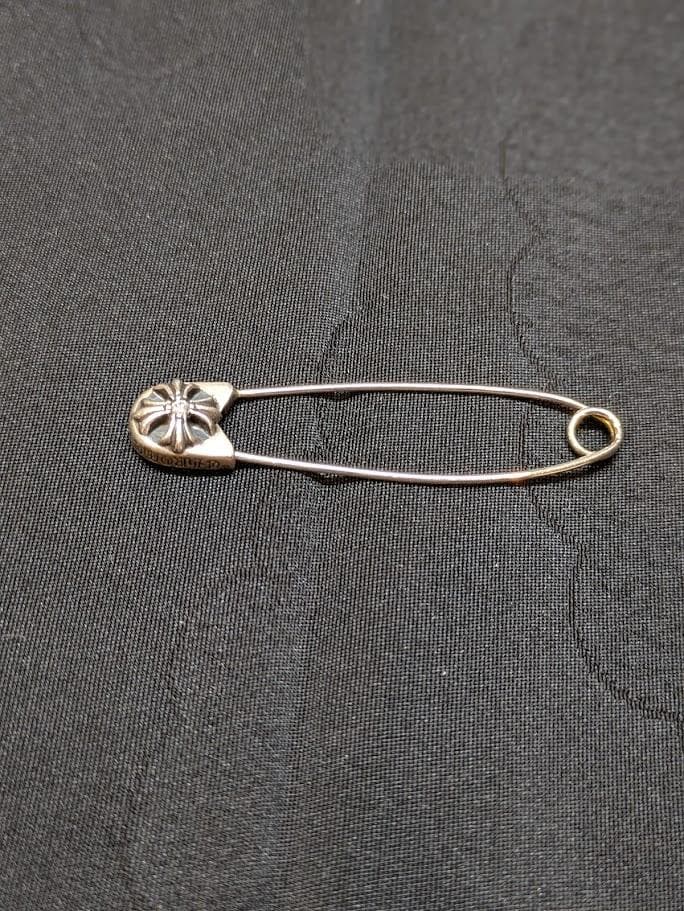 【純正革袋/レシート付】クロムハーツ セーフティピン ピアス 1ダイヤ