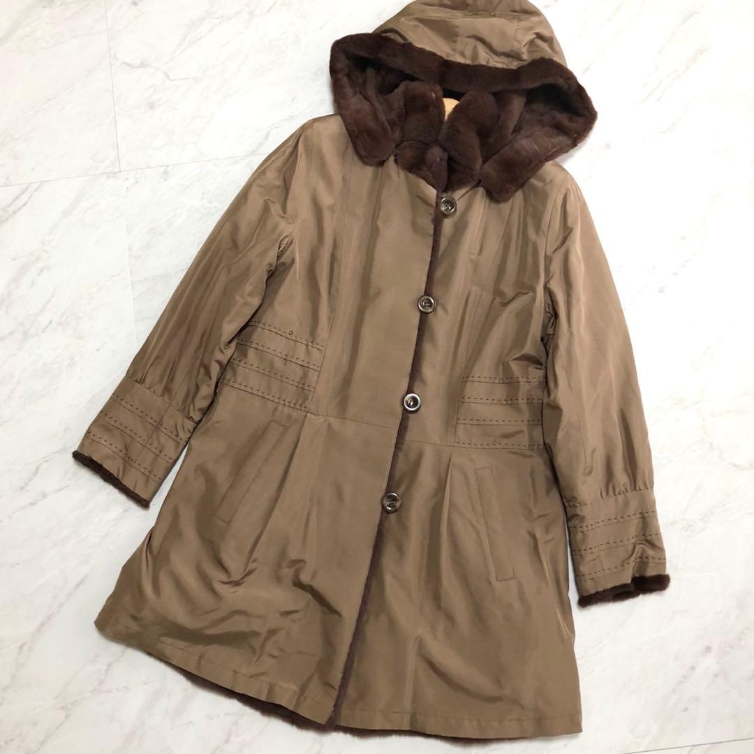 美品✨バルマン シェアードウィーゼル リバーシブル フーデットコート 本毛皮