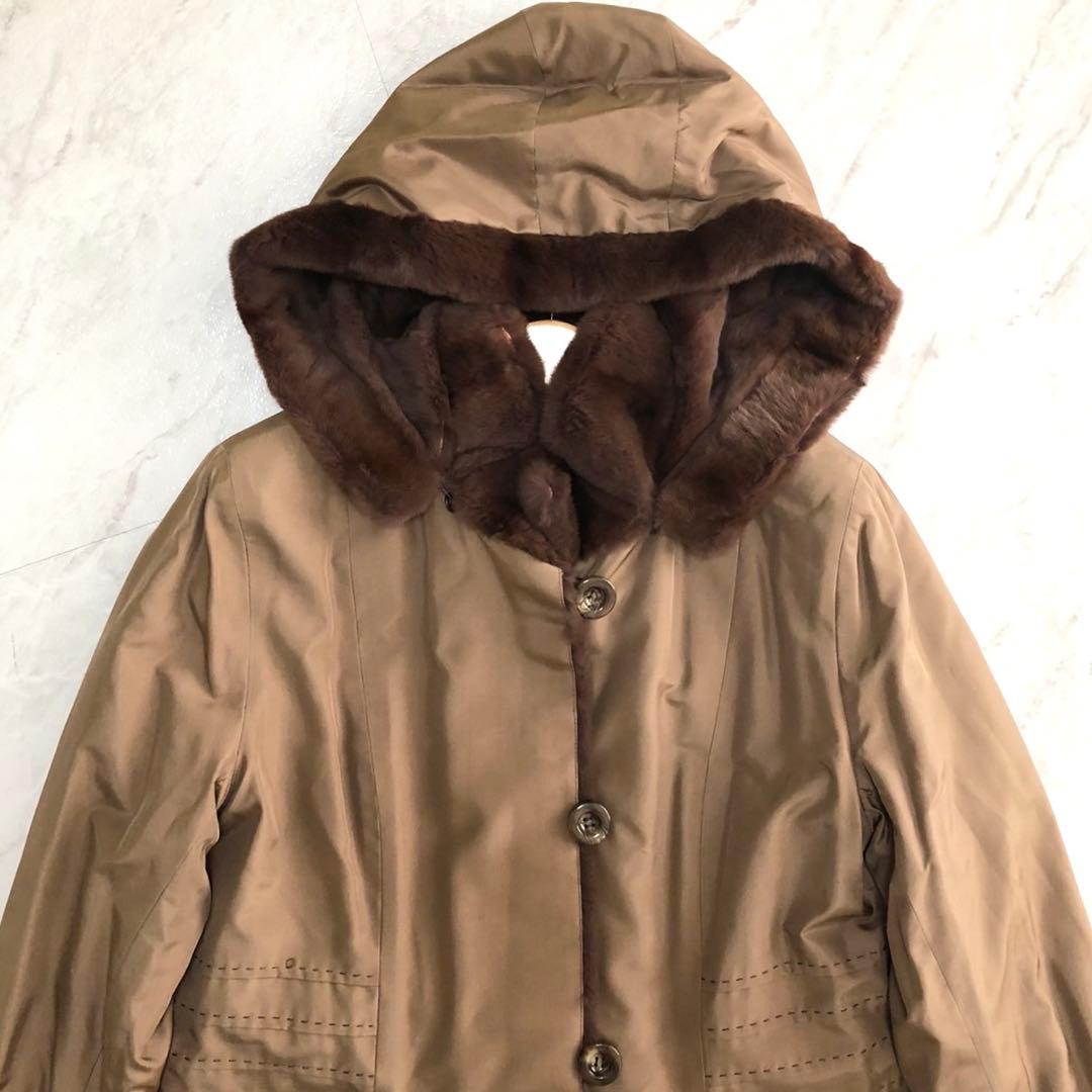 美品✨バルマン シェアードウィーゼル リバーシブル フーデットコート 本毛皮