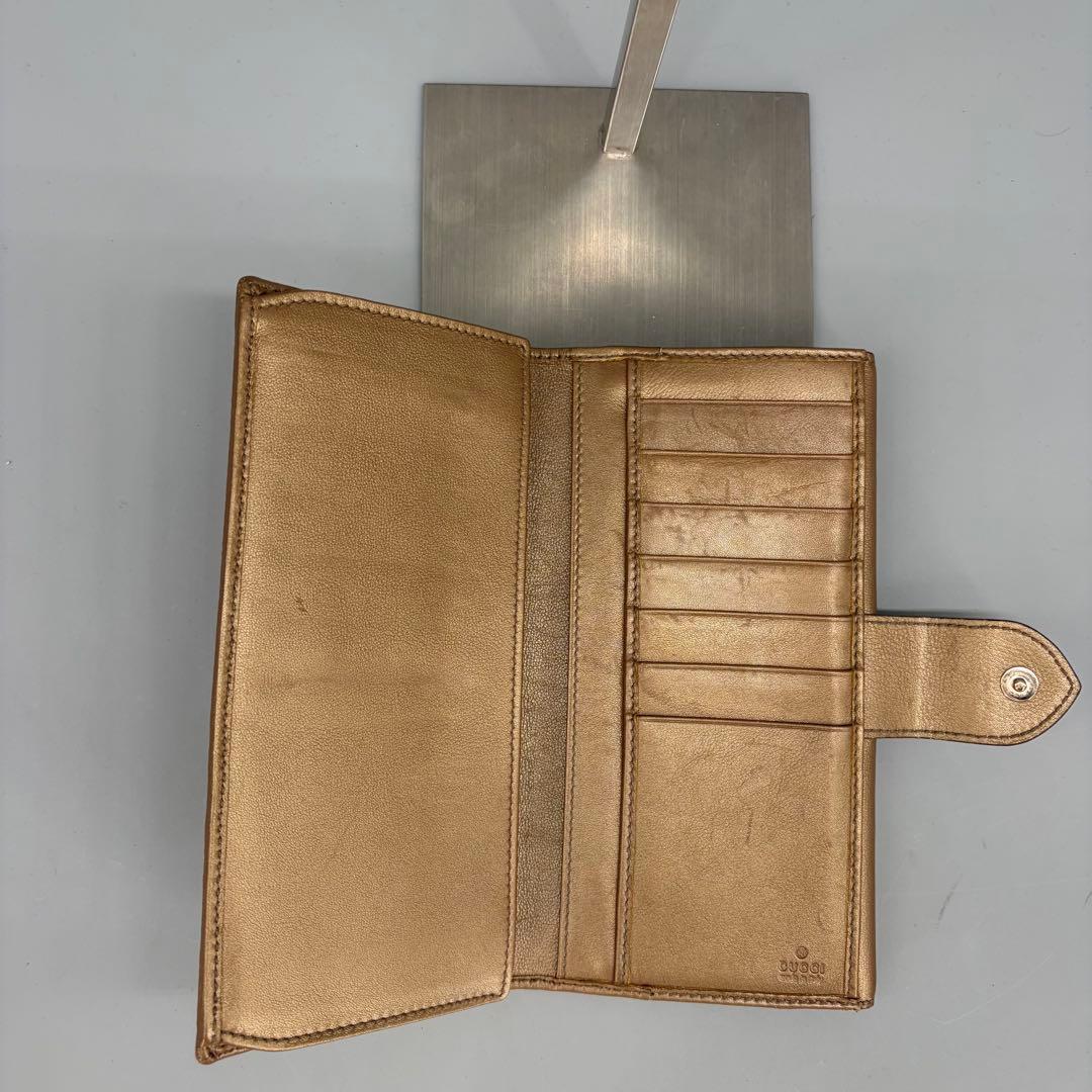 Gucci GGパターン 長財布 ベージュ/ゴールド