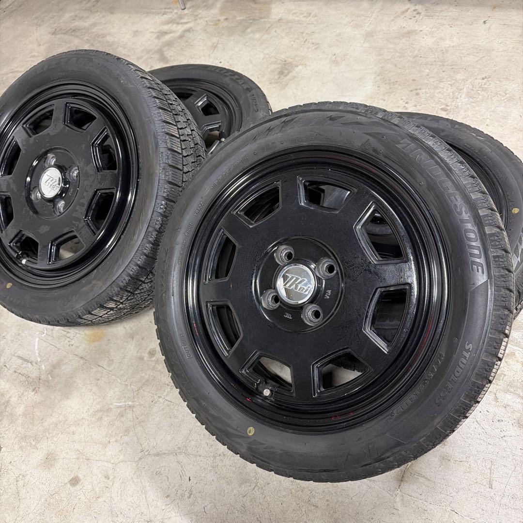 ブラック8スポークホイールセット 165/55R15