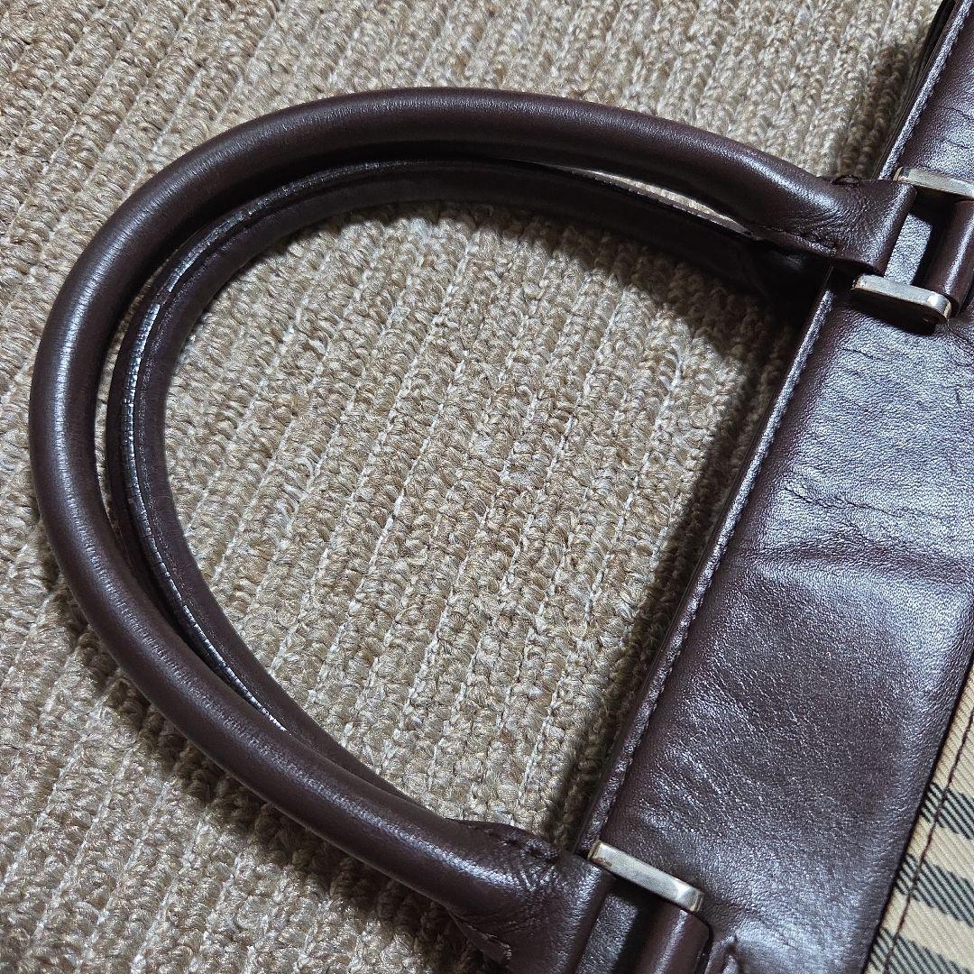BURBERRY ノバチェック ハンド バッグ キャンバス レザー ベージュ