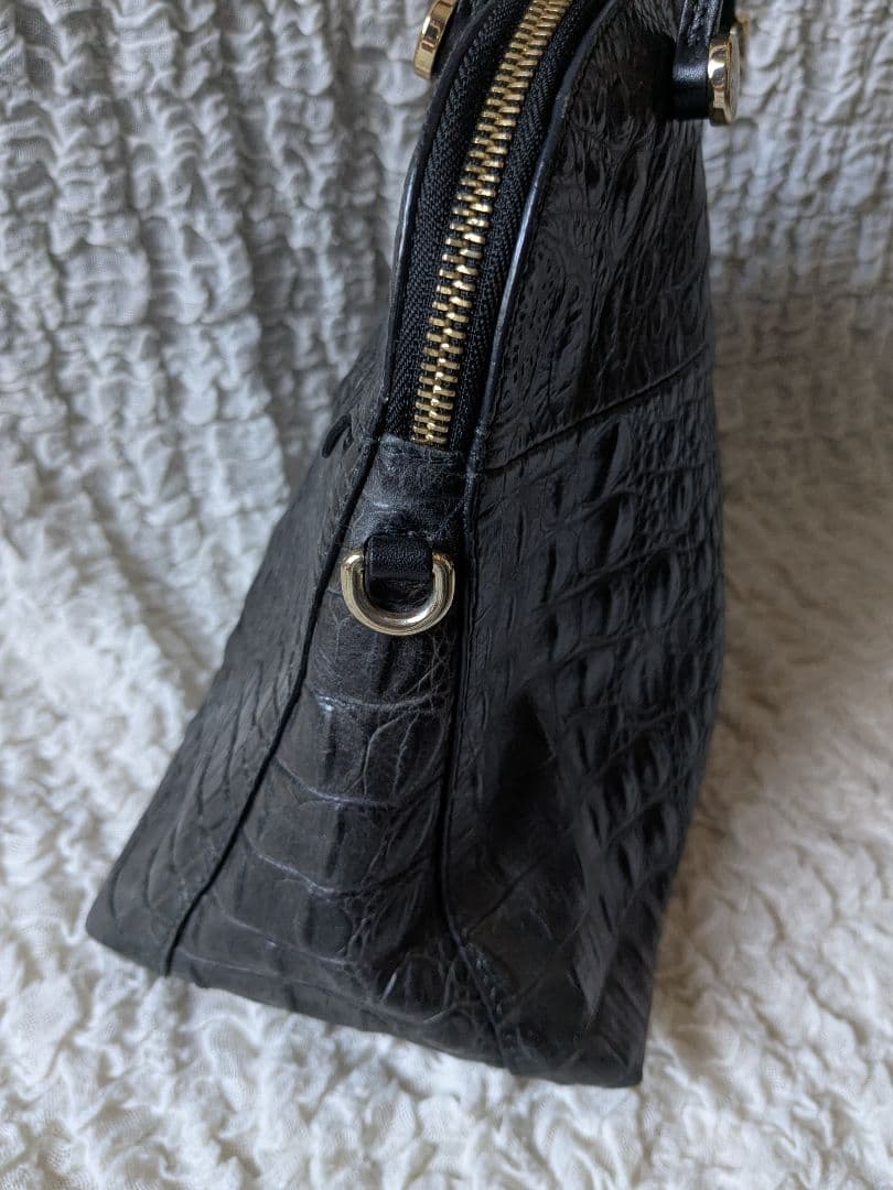 FURLA フルラ●パイパー ハンドバッグ 2way レザー クロコ型 黒●美品