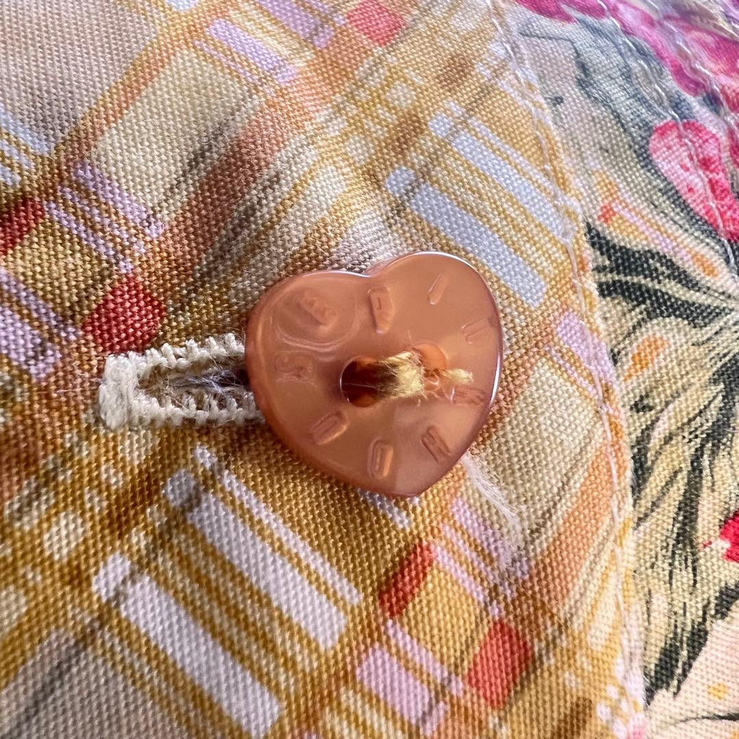 美品 ピンクハウス 苺ブーケ チェック柄 ワンピース サテンリボン はしごレース