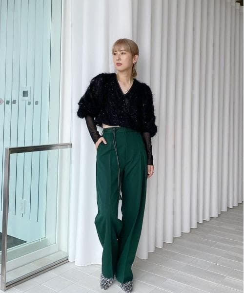 トップス Ameri BRUSHED LACE VOLUME SLEEVE BLOUSE