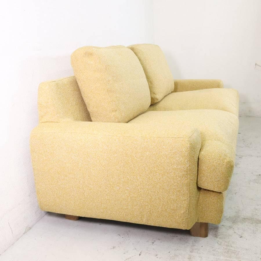 25年製 ウニコ グレイグ カバーリングトリプルソファ イエロー 中綿フェザー