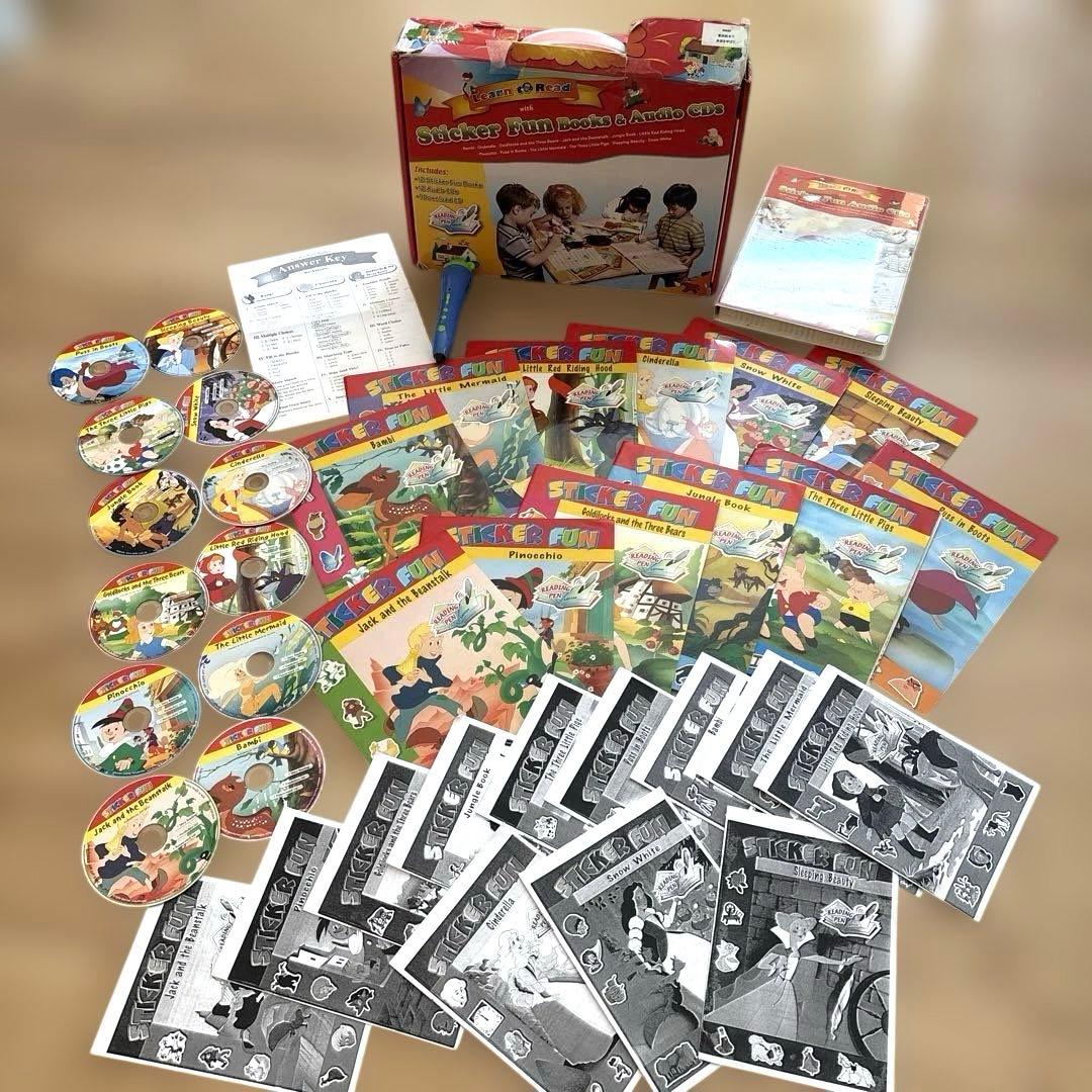 英語教材　スティッカーファンブック＆オーディオCDセット　日本語訳付き