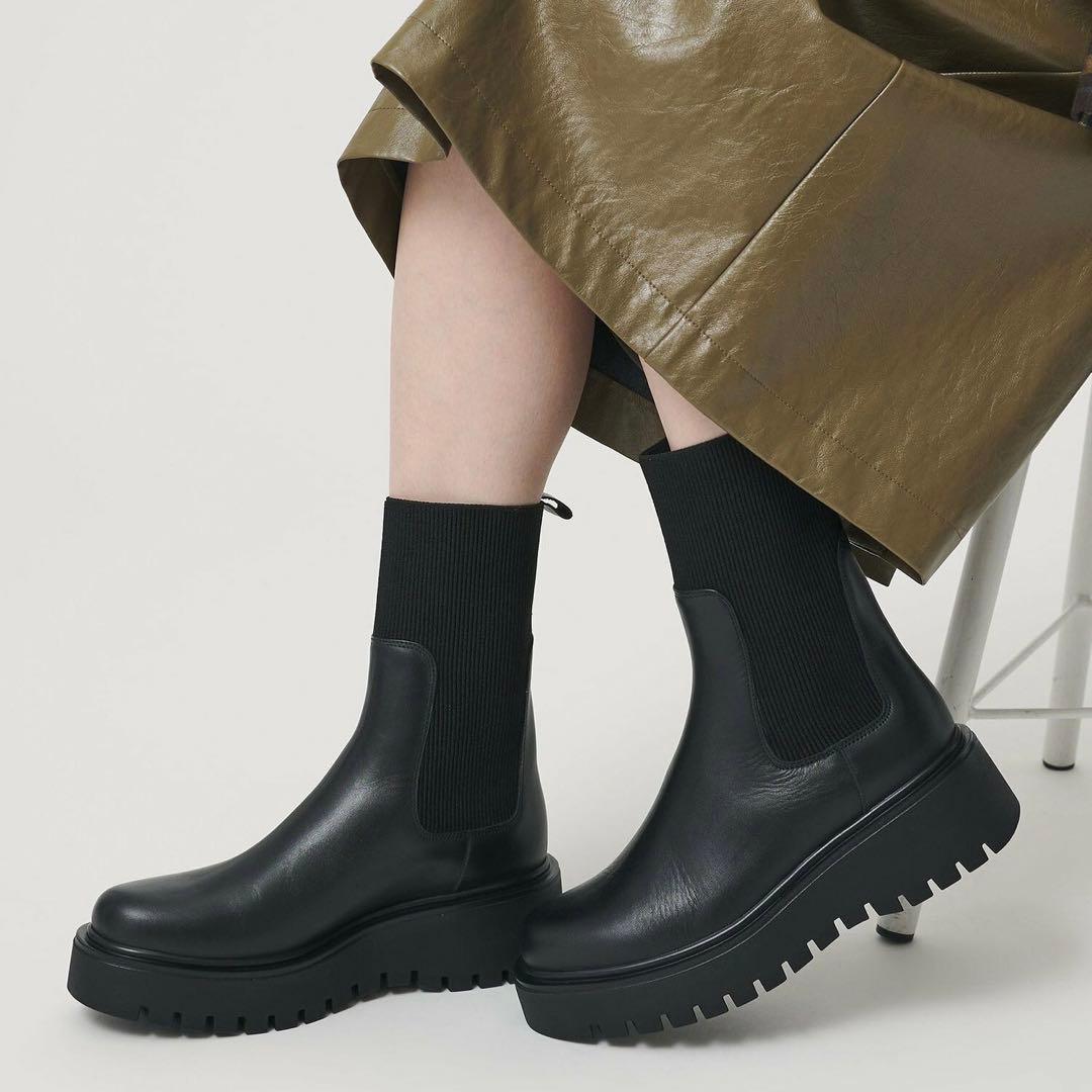 新品同様 CORSO ROMA 9 コルソローマ リブサイドゴアブーツ 23.5