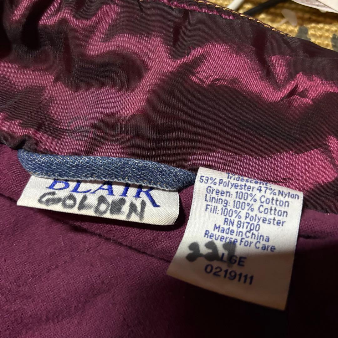 希少 90sBLAIRデニムジャケット ゴブラン織×玉虫色ナイロン 切替 L相当