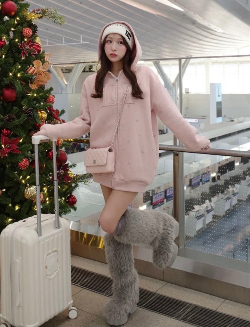 値下げ不可！ Darich ミックスファーロングブーツ GRY Lサイズ