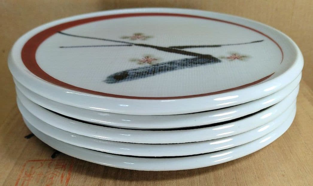 s*a様 【本物保証】三代徳田八十吉(本人作）銘々皿(梅文)五枚 共箱 人間国宝