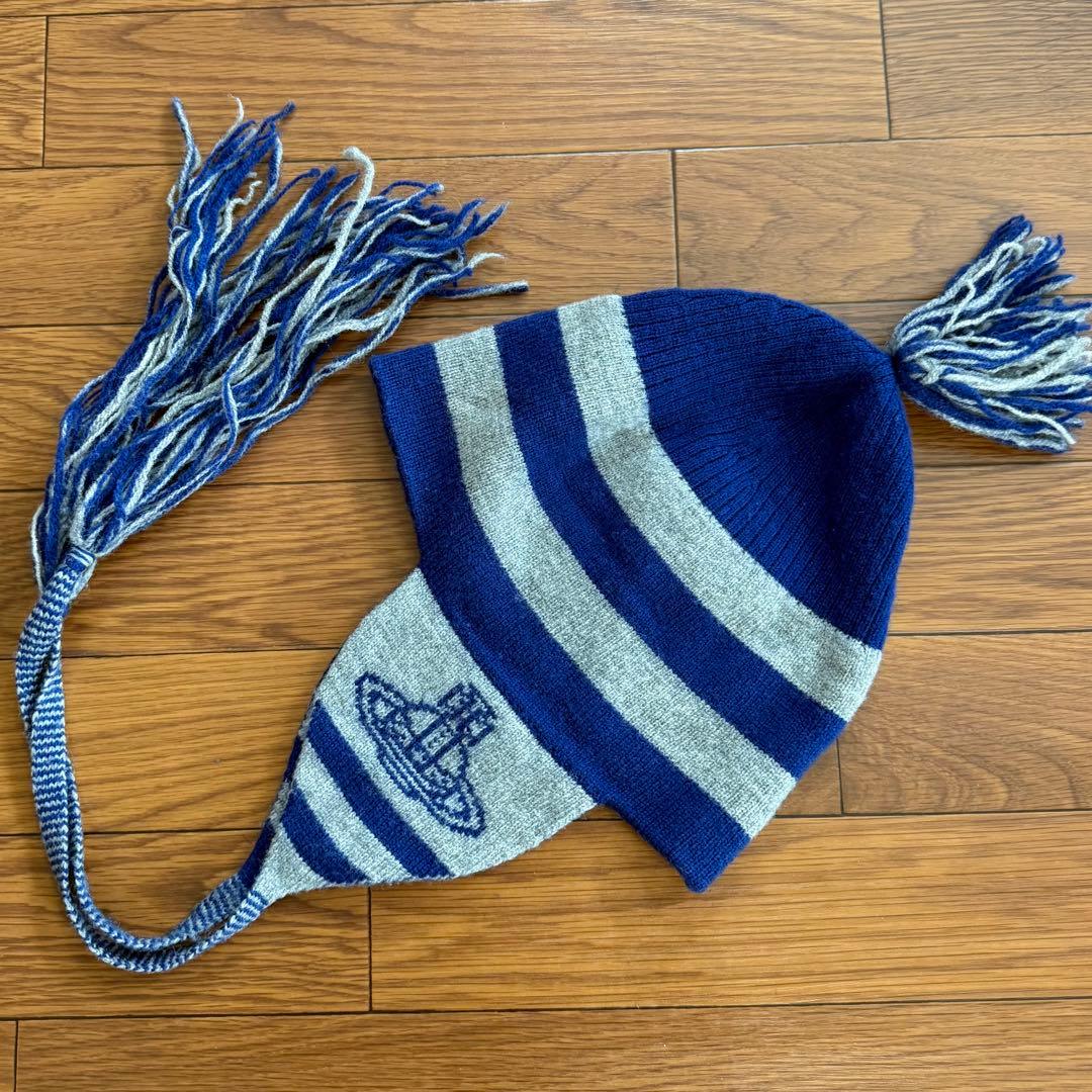 美品/レア色正規品 Vivienne Westeoodオーブ/耳当て付ニット帽