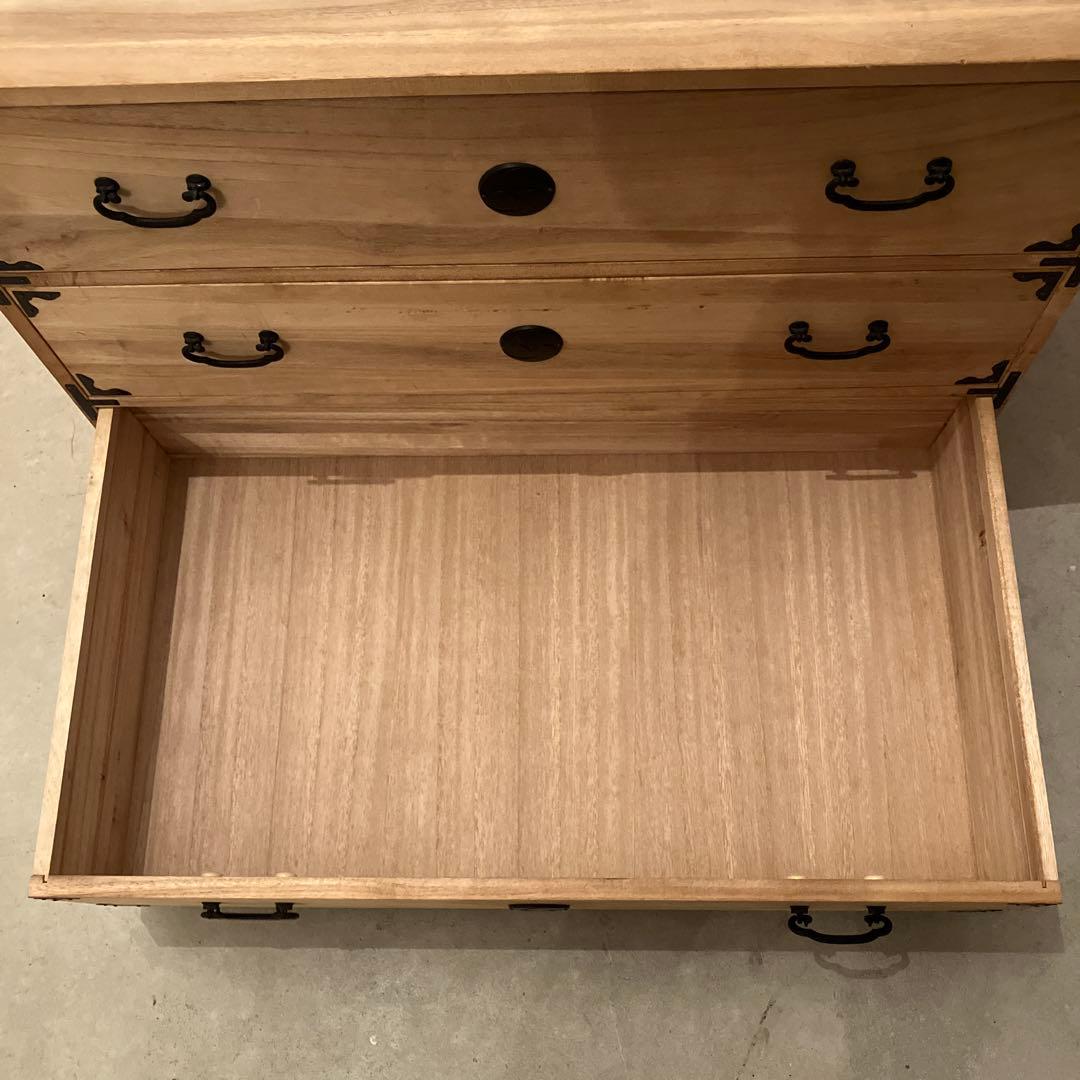 桐箪笥 桐ダンス 3段 衣装ダンス 着物 ヴィンテージ チェスト　キャスター付き