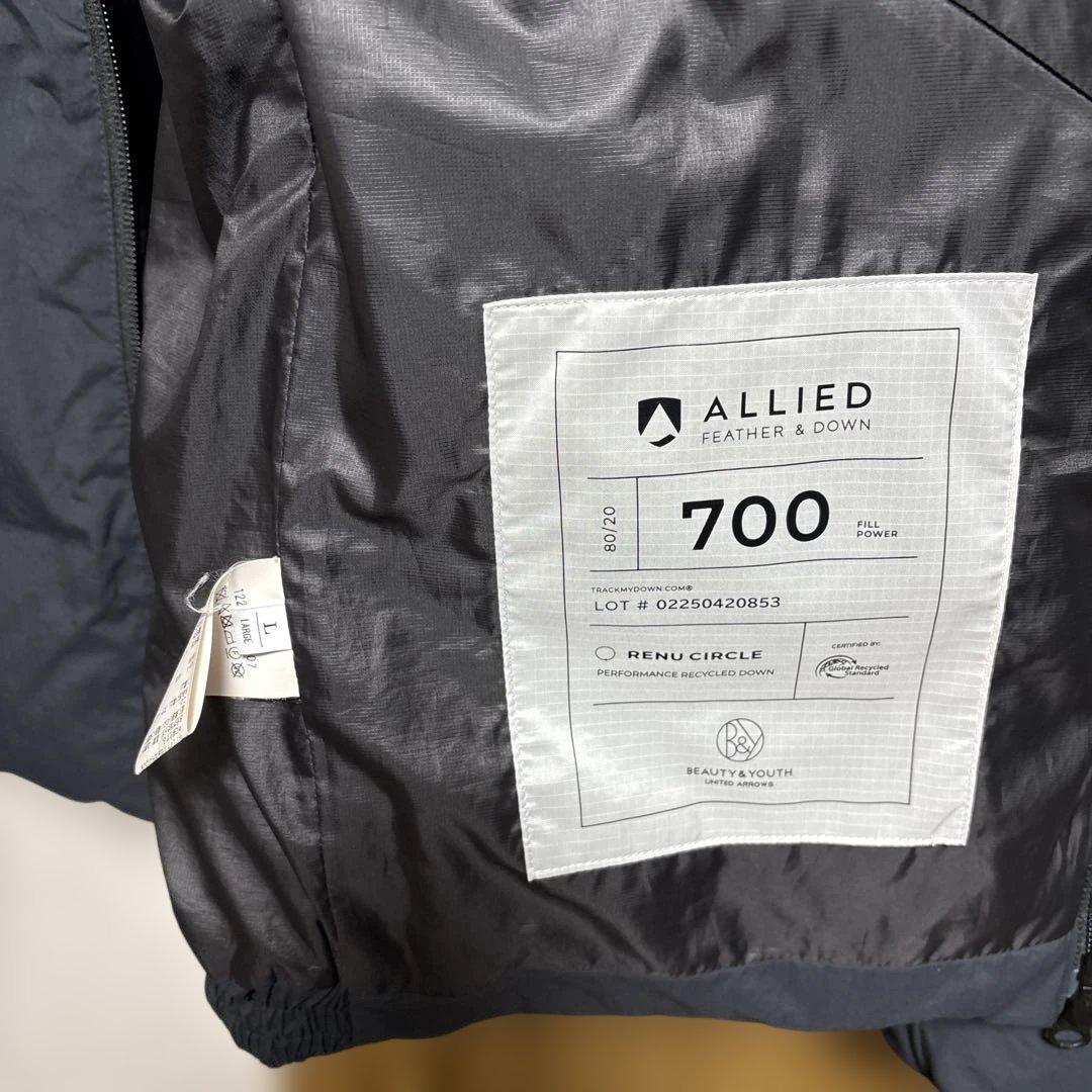 小松マテーレ　ナイロン スタンド アライドダウンジャケット　ブラック　L