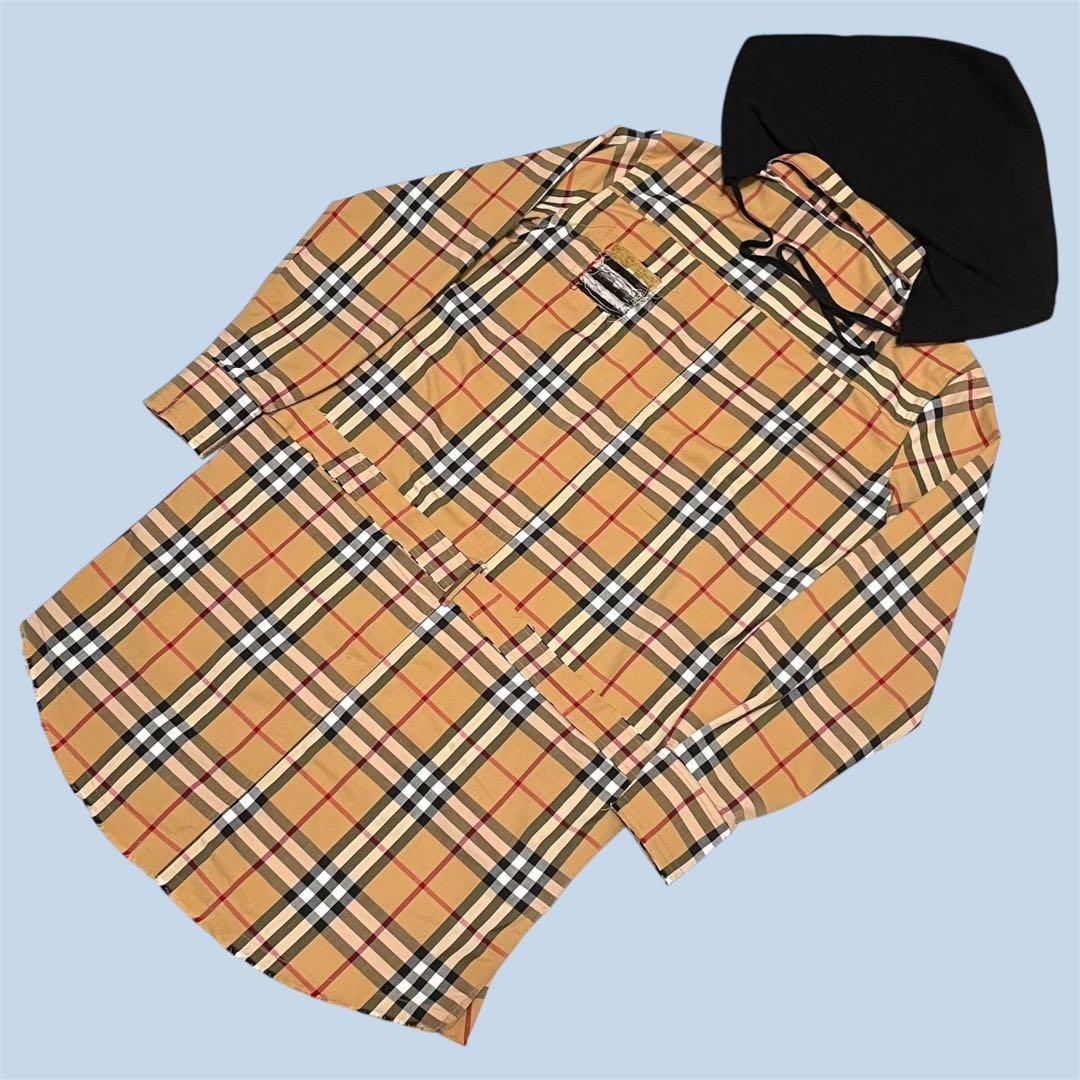 2回着極美品 Bagarch ノバチェック フード着脱可 シャツワンピース 加工