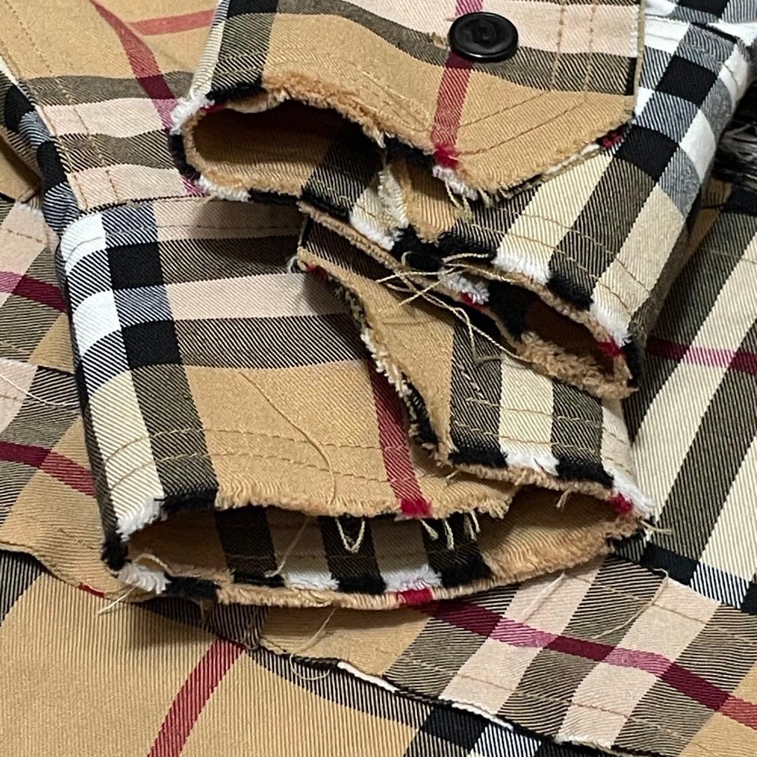 2回着極美品 Bagarch ノバチェック フード着脱可 シャツワンピース 加工