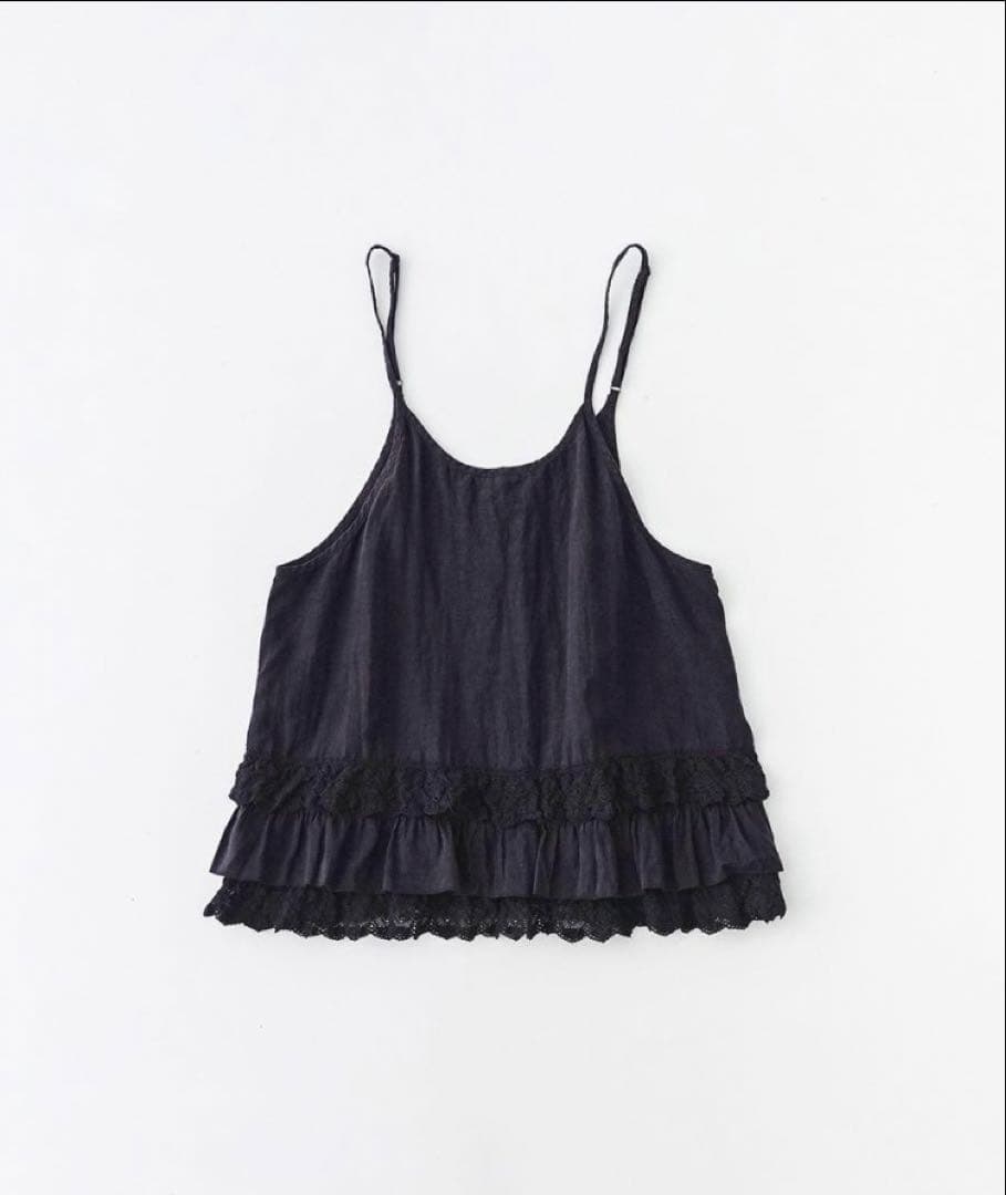 nest Robe リネンレースヘムキャミソール　ネイビー