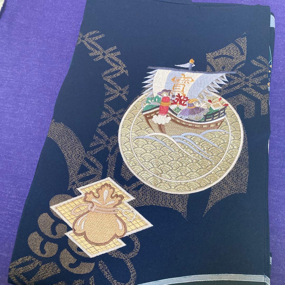 【美品】逸品　高級刺繍　正絹　初着　宝船