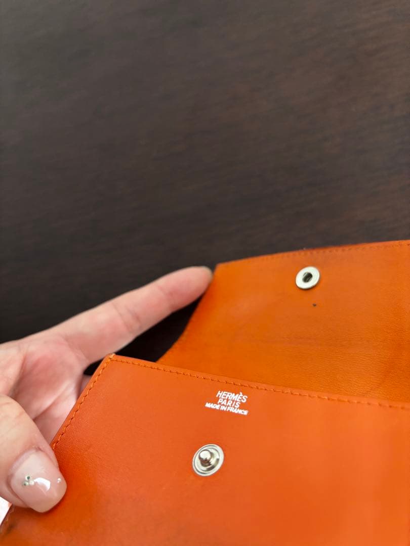 週末売り切り価格　明日迄銀座HERMES購入エルメスのカードケース　オレンジ