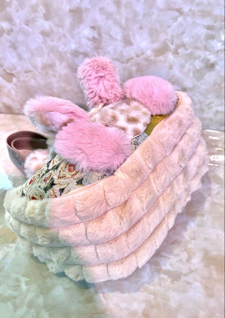 あ*き様 コヤンイサムチョン　ぽってり本革持ち手のバッグ　　　　ベージュファー