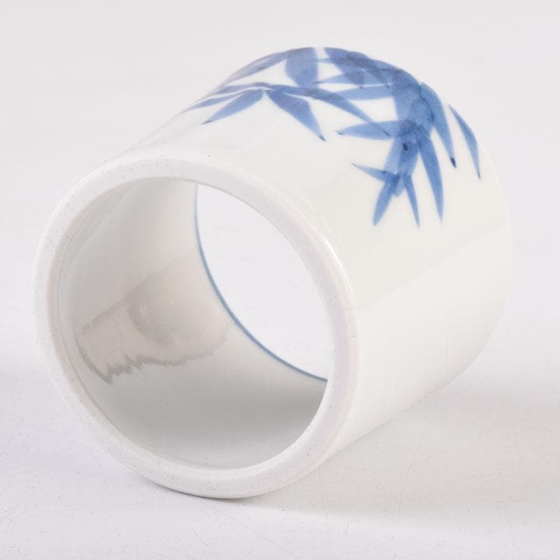 茶道具　紫翠窯　三代　西村徳泉造　染付　竹文　蓋置　共箱　V　8379