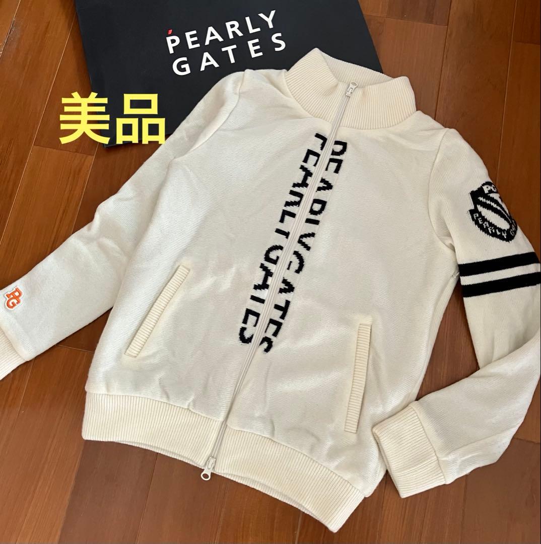 パーリーゲイツ ニットジャケット センターロゴ DIAPLEX 蓄熱　白