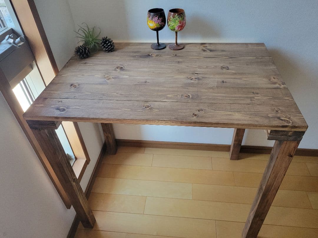 90木製カウンターテーブル ウォールナットワックス アンティーク　木製