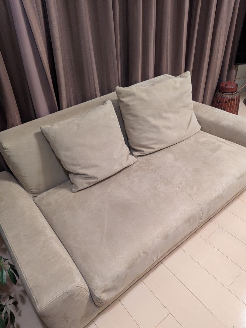 unico ユニコ　ベージュ スエード風 2.5人掛けソファ ペット対応生地