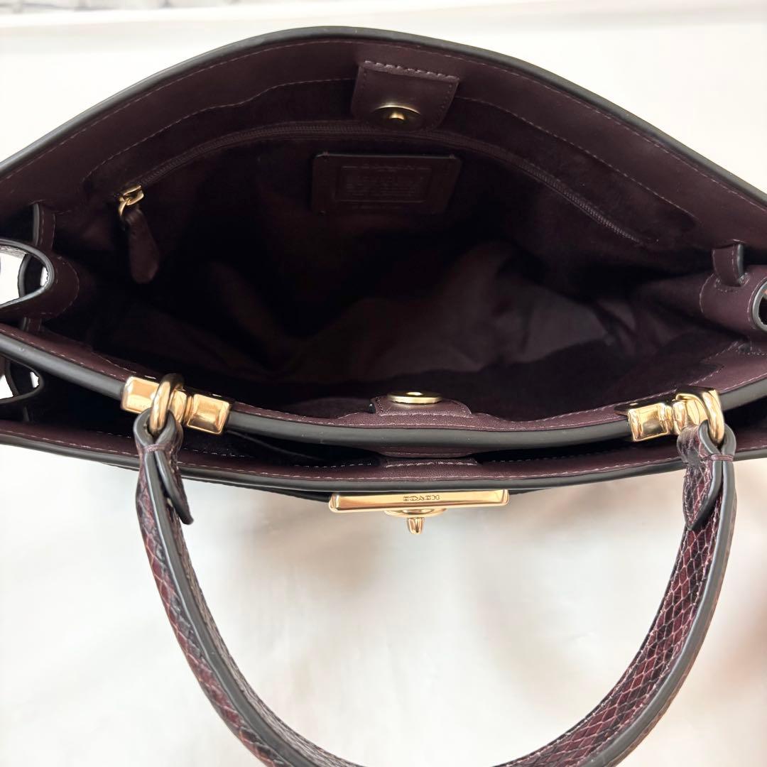 未使用級✨COACH コーチ・2wayバッグ レザー ターンロック ブラック