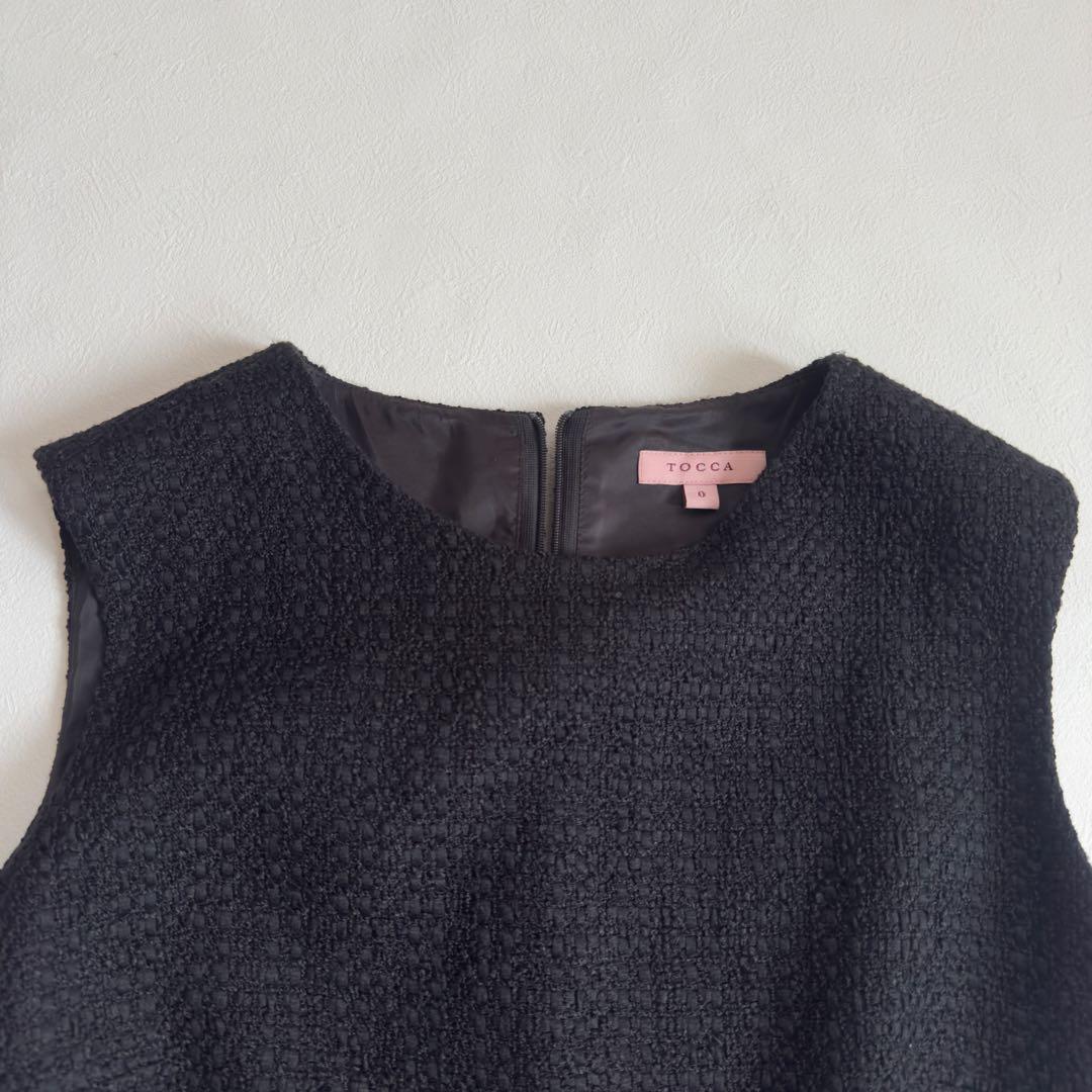 23AW 洗える　TOCCAシャーベットツイードドレス　黒 卒業式 入学式