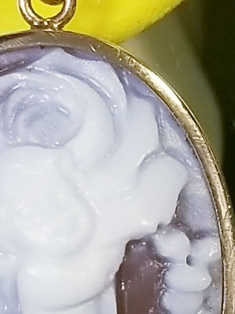 KWS-03 【チロ・フレイシア】作　K18シェルカメオペンダントトップ