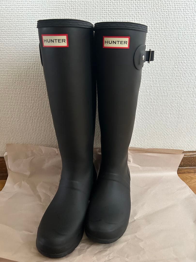 HUNTER ブラック ロングレインブーツ　US6 23cm 箱有り