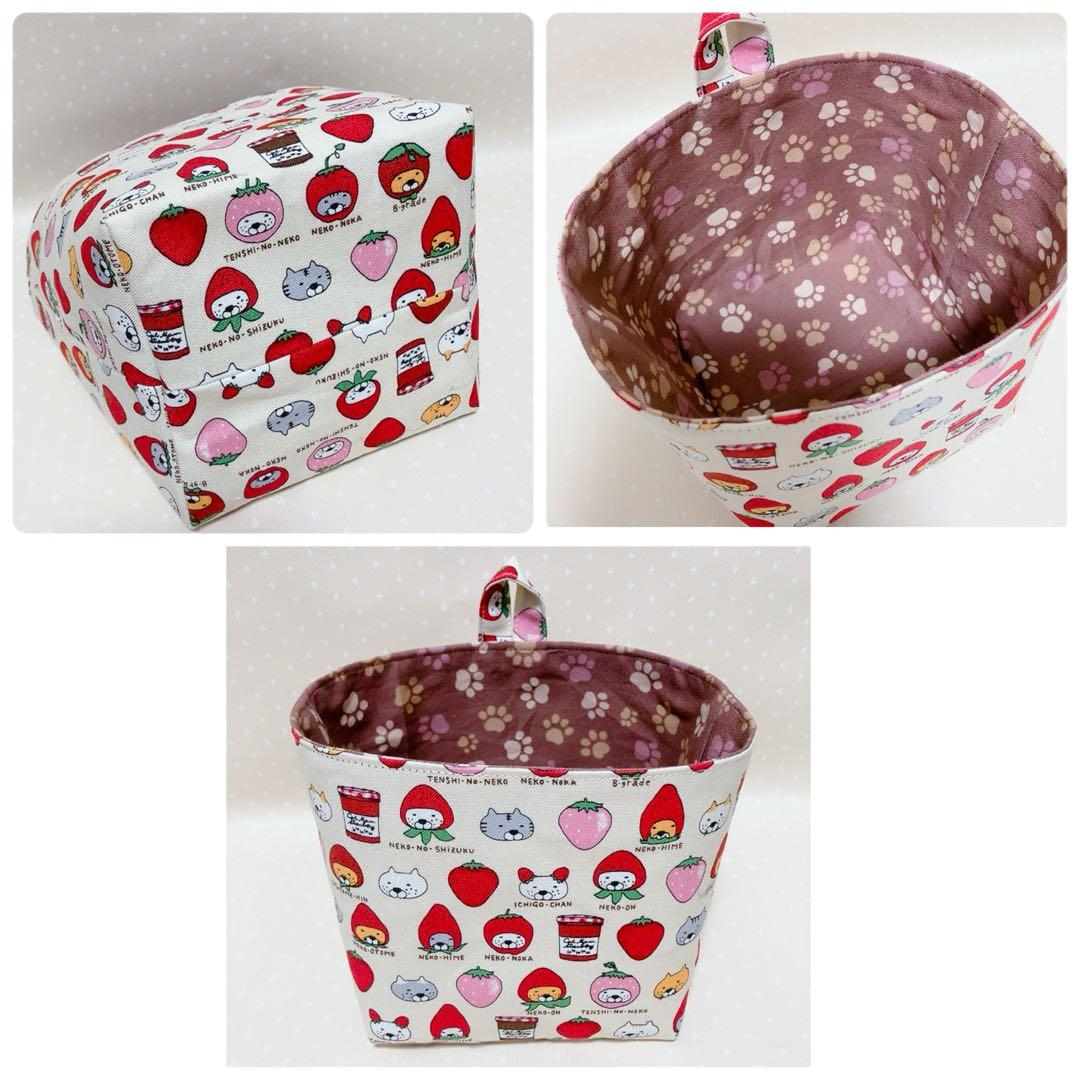 猫Love。 布バスケット スリムなペンケース ラウンドポーチ