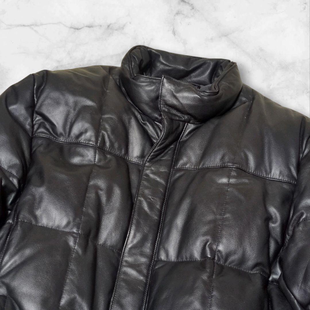 コムサデモードメン 馬革 ヌプシ 肉厚 ダウンジャケット 黒 ホースレザー