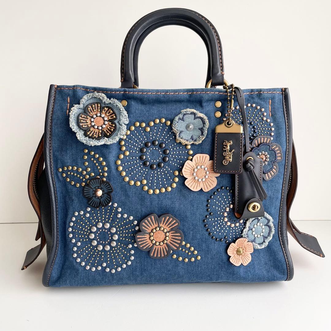 コーチ ローグ Rogue ティーローズ ハンドバッグ デニム 激レア 日本限定