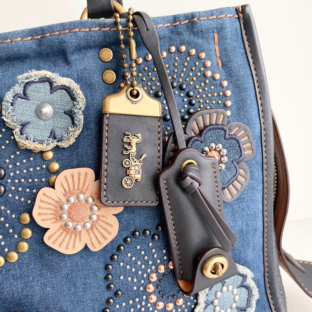 コーチ ローグ Rogue ティーローズ ハンドバッグ デニム 激レア 日本限定