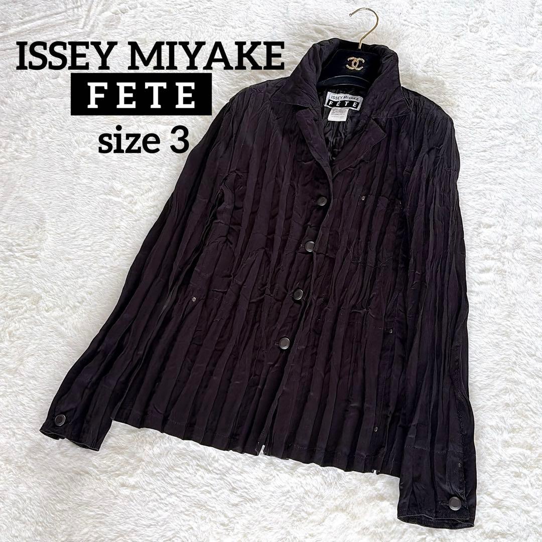 美品✨希少【ISSEY MIYAKE FETE】プリーツ長袖シャツ ブラック3