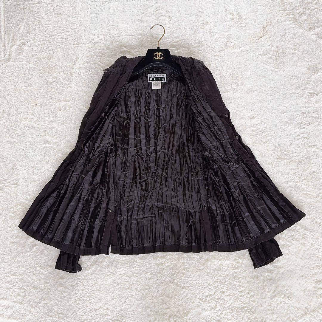 美品✨希少【ISSEY MIYAKE FETE】プリーツ長袖シャツ ブラック3