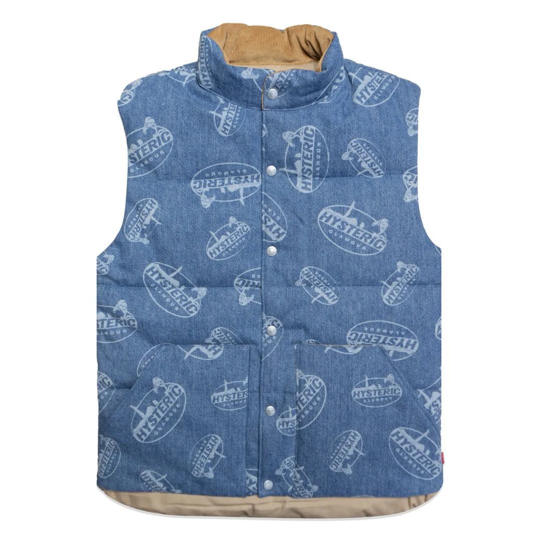 HYSTERICGLAMOUR　OVAL WOMAN柄 デニム ダウンベストXL