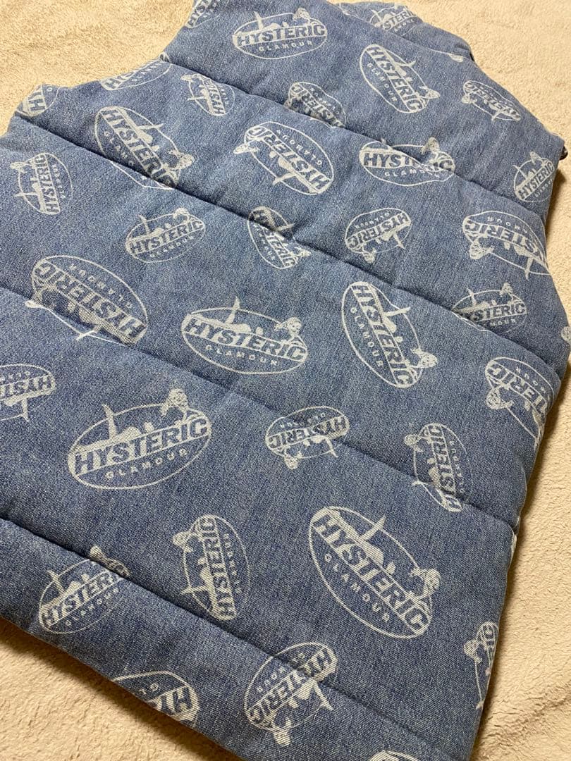 HYSTERICGLAMOUR　OVAL WOMAN柄 デニム ダウンベストXL