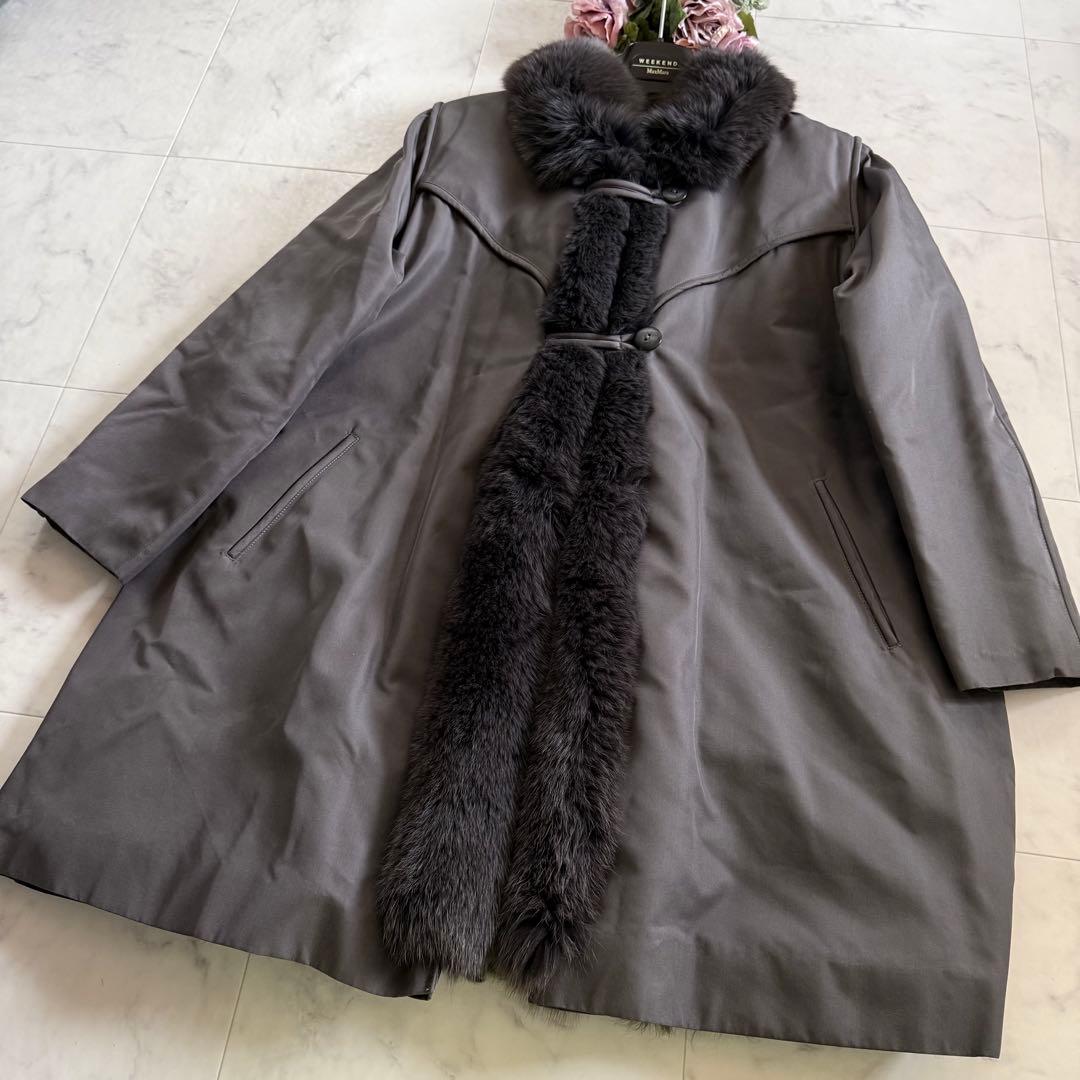 フォックスファートリミング シルク100%コート チキアンラムライナー 毛皮