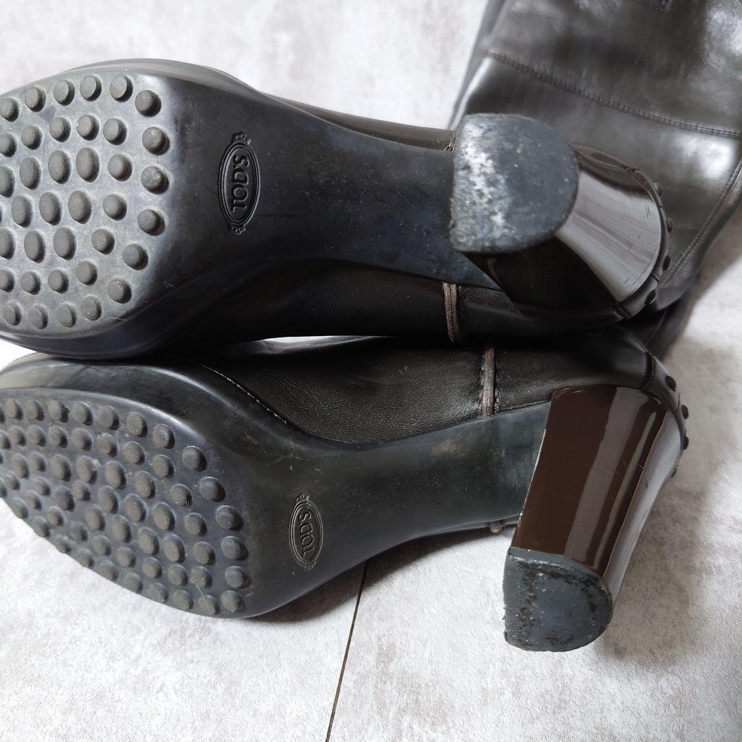 TOD’S トッズ ロングブーツ レザー ダークブラウン 37 1/2 美脚