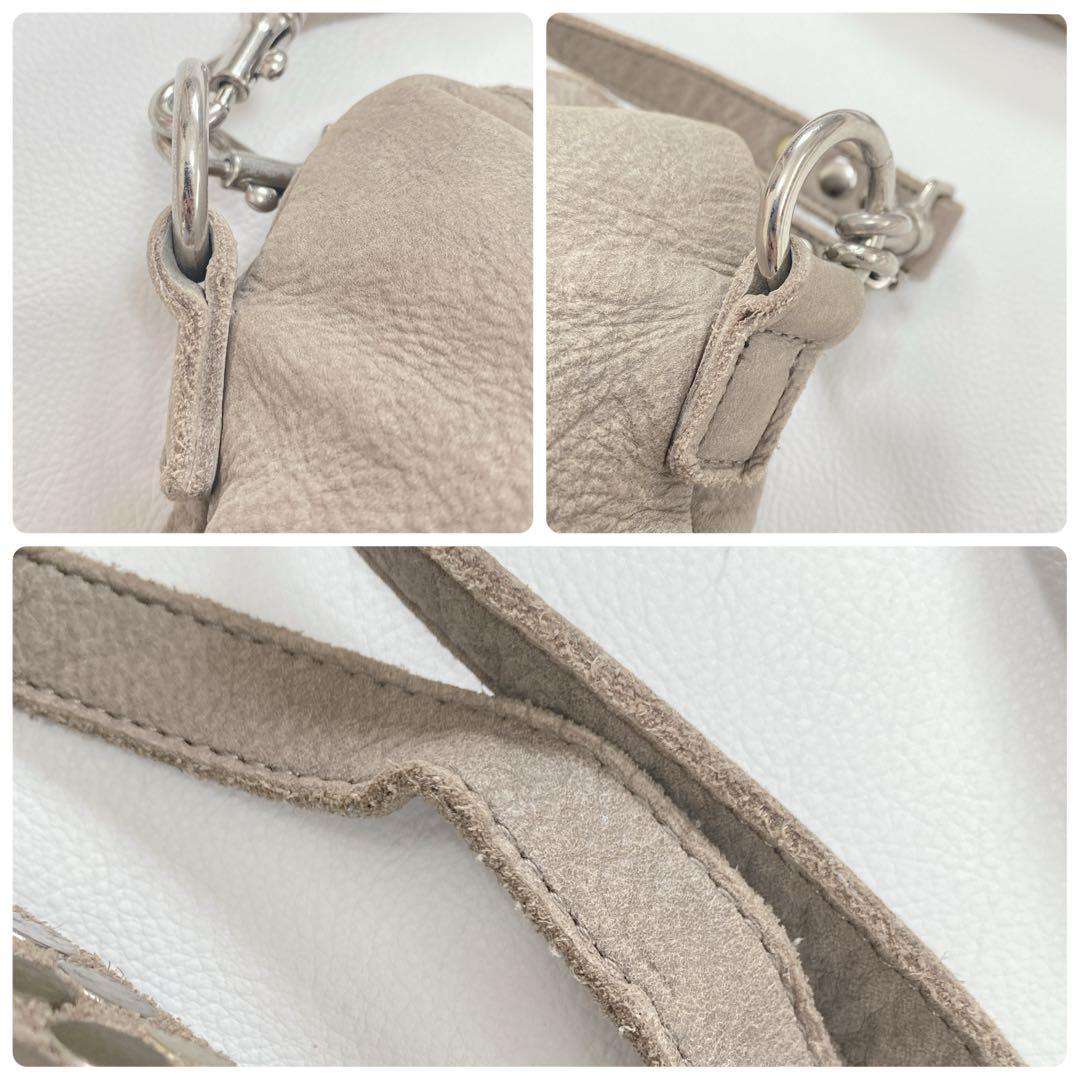 【TRES】牛革 スタッズ付き グレージュショルダー2wayバッグ y2k