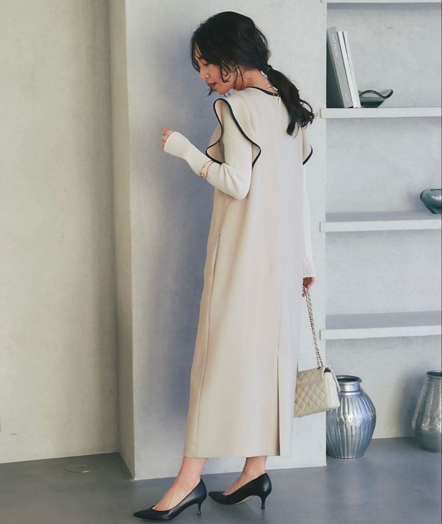 ダブルクロスバイカラーラッフルジャンドレ 36 ラブティックボンボン