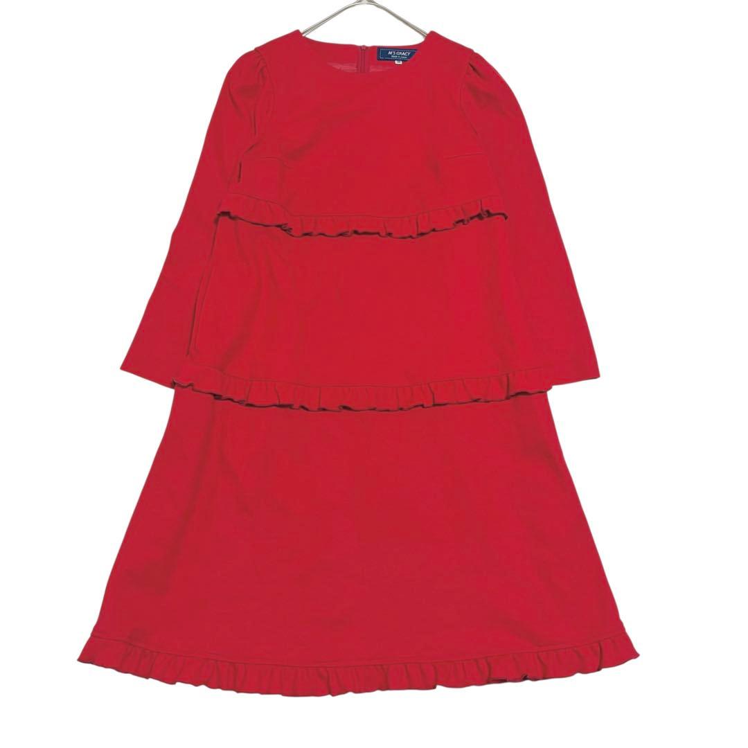 WEB掲載商品✨ 現行 エムズグレイシー ティアード ワンピース 赤　38